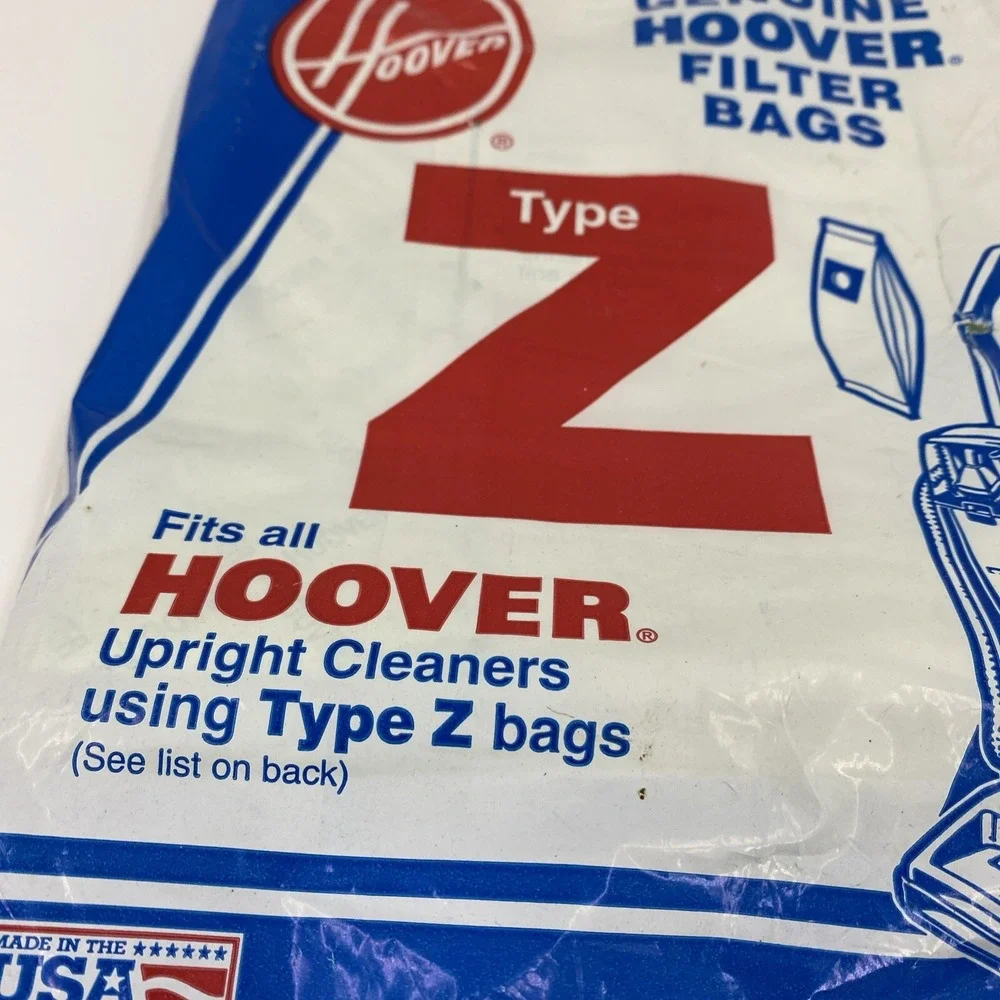Genuine Hoover Vacuum Cleaner Filter Bags Type Z Package 4010075Z 3-Pack Vtg NIP